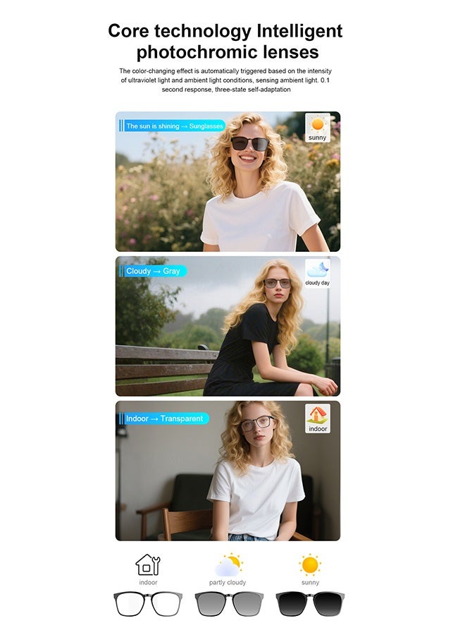 هافن نظارات ذكية مع الذكاء الاصطناعي، نظارات شمسية مستقطبة مع مكبر صوت بلوتوث، رياضية، في الهواء الطلق، حماية الأشعة فوق البنفسجية الرياضية والتحكم الصوتي، نظارات ترجمة الذكاء الاصطناعي الذكية وسماعات الرأس، ترجمة إلى 144 لغة، دردشة الذكاء الاصطناعي، الموسيقى - Image 4